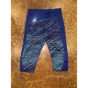 Under Armour Crop Yoga Pants Leggings Blue Geometric Athletic Size Large